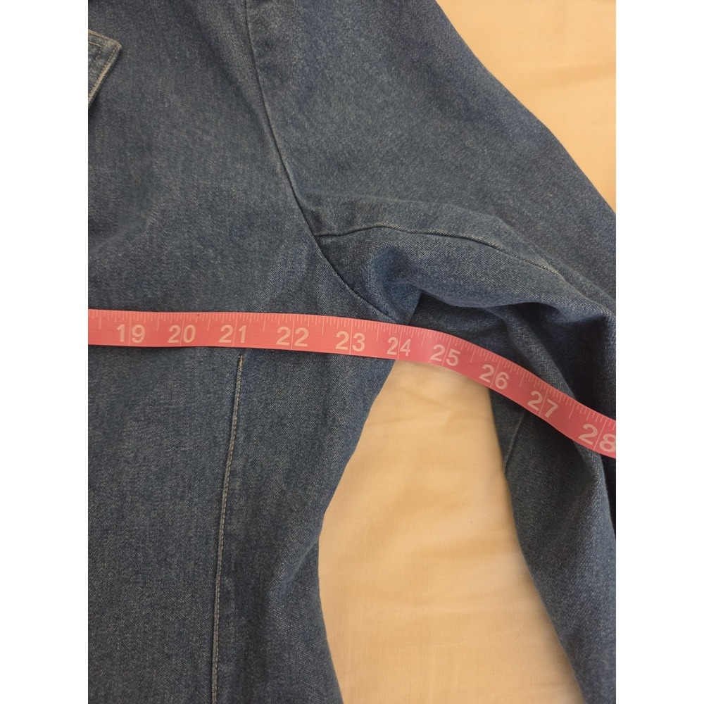Denim & Co Blue Denim Blazer Jacket Women's Large Cotton Button Front Pockets - Picture 14 of 15